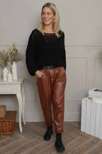 Hilary Wet Look Trousers Nutmeg Nutmeg - Hilary Wet Look Trousers Nutmeg