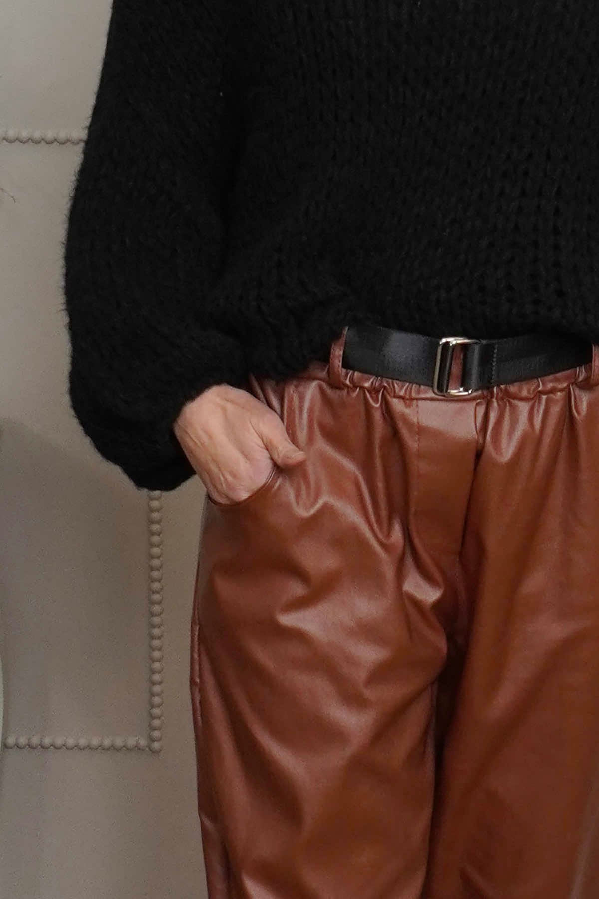 Hilary Wet Look Trousers Nutmeg