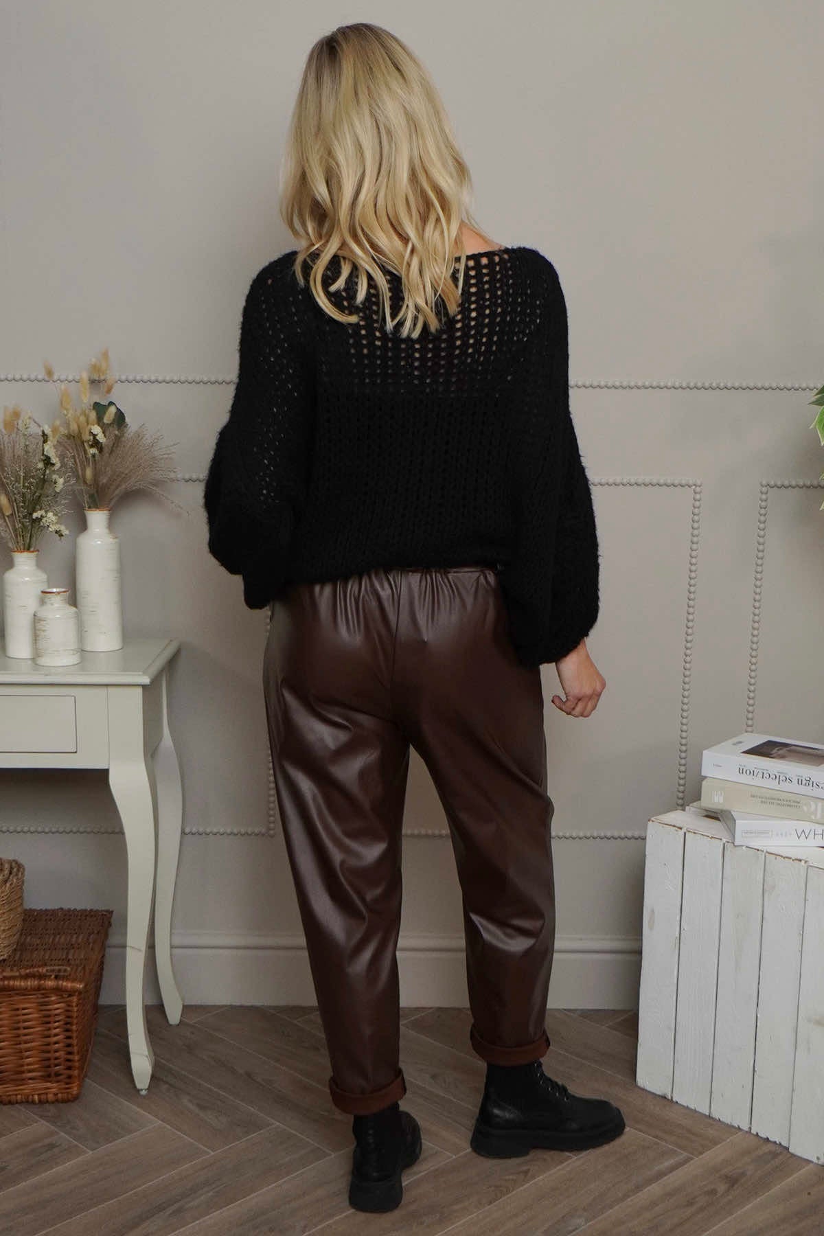 Hilary Wet Look Trousers Cocoa
