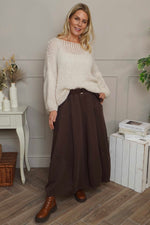 Georgetta Belted Cotton Skirt Cocoa Cocoa - Georgetta Belted Cotton Skirt Cocoa