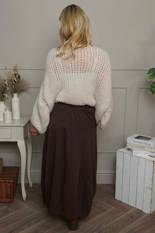 Georgetta Belted Cotton Skirt Cocoa - Image 4