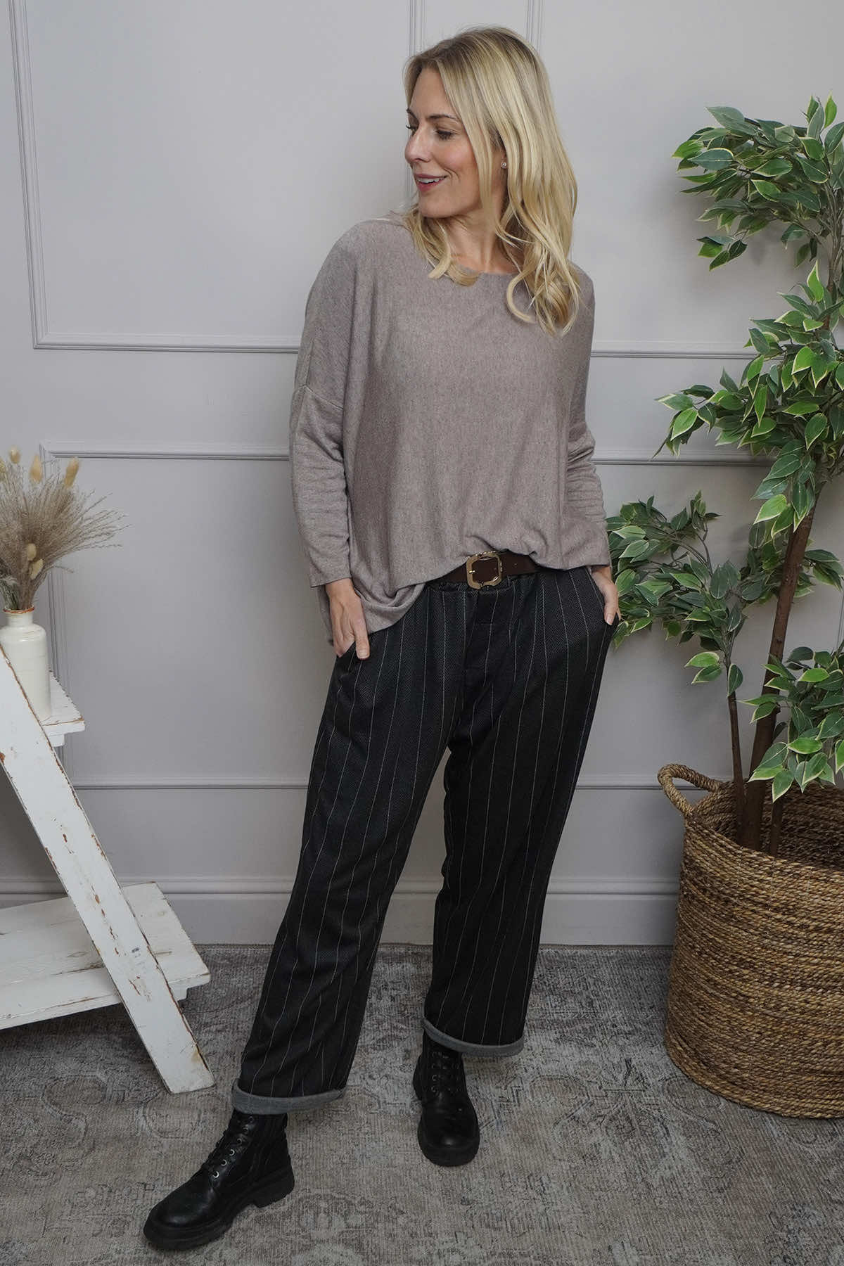 Charlie Belted Trousers Black