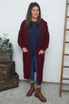 Alison Hooded Knitted Jacket Wine