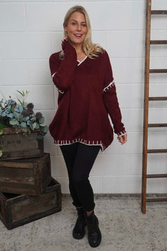 Emma Knitted Jumper Burgundy