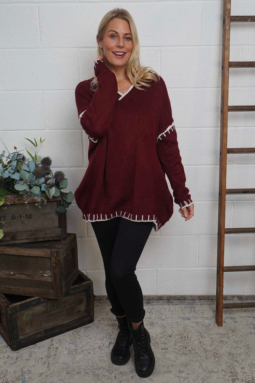 Emma Knitted Jumper Burgundy