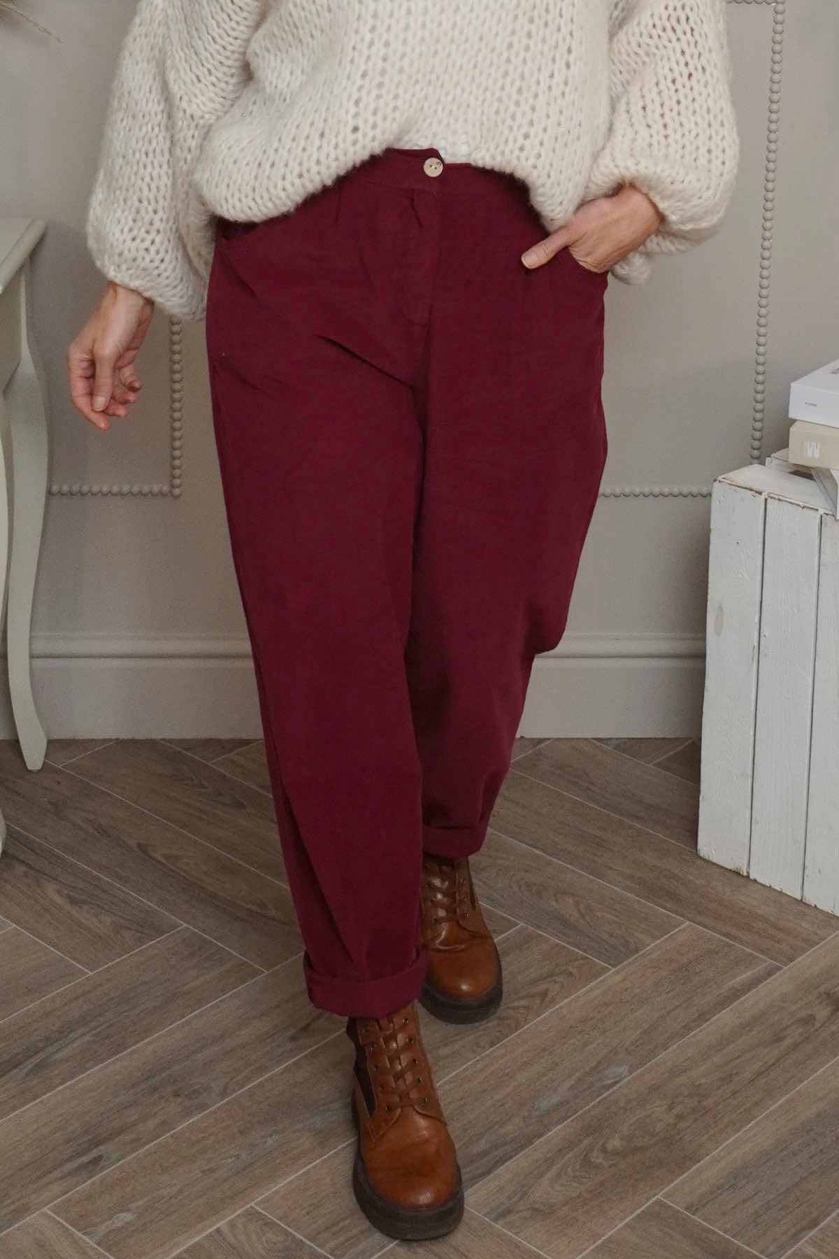 Carmella Needlecord Trousers Wine