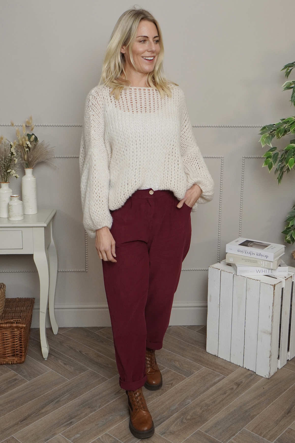 Carmella Needlecord Trousers Wine