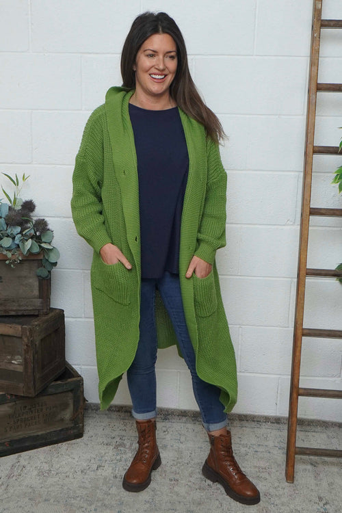 Alison Hooded Knitted Jacket Green
