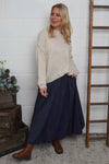 Wilfreda Puffball Cotton Skirt Navy