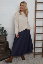 Wilfreda Puffball Cotton Skirt Navy Navy - Wilfreda Puffball Cotton Skirt Navy