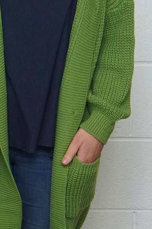 Alison Hooded Knitted Jacket Green - Image 3