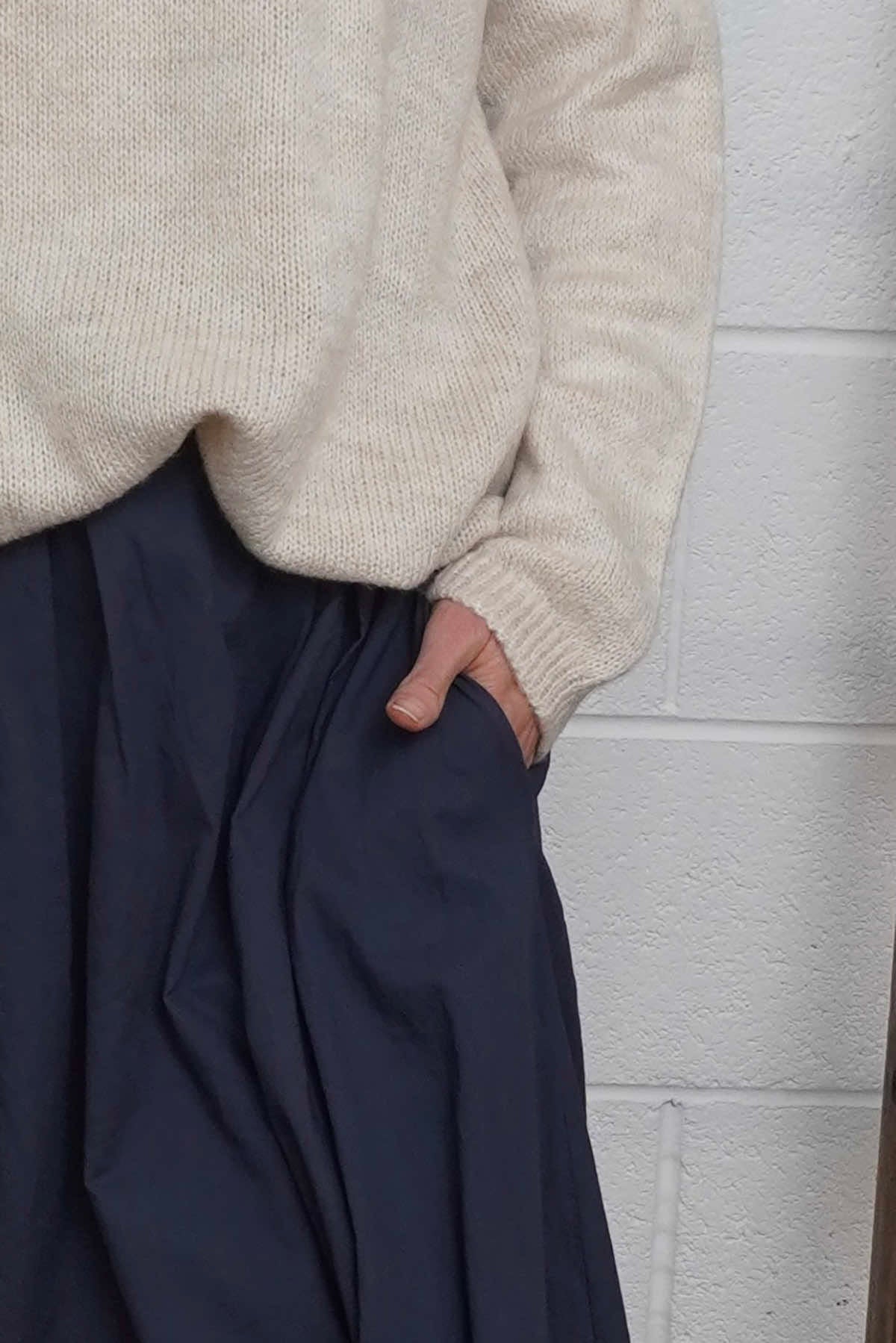 Wilfreda Puffball Cotton Skirt Navy