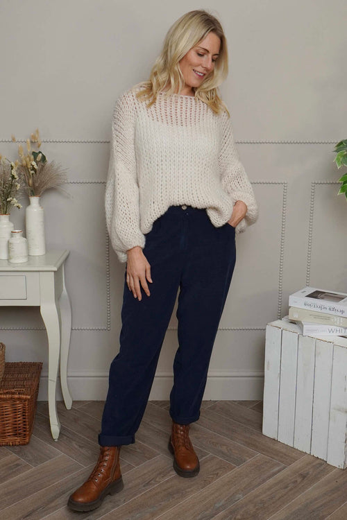 Carmella Needlecord Trousers Navy