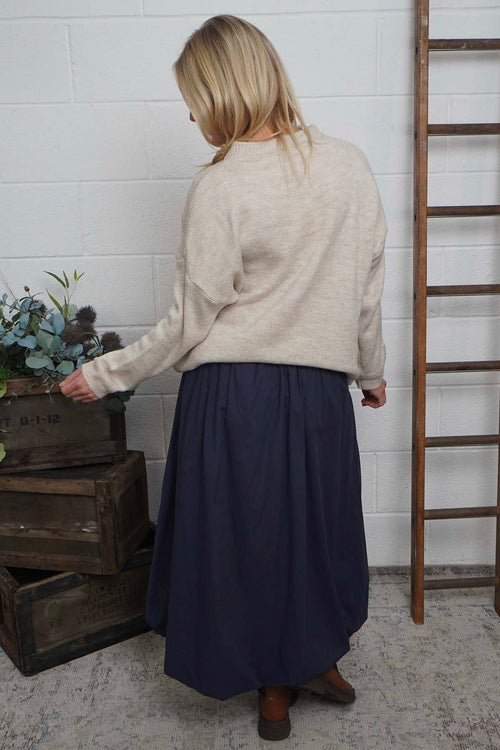 Wilfreda Puffball Cotton Skirt Navy - Image 4