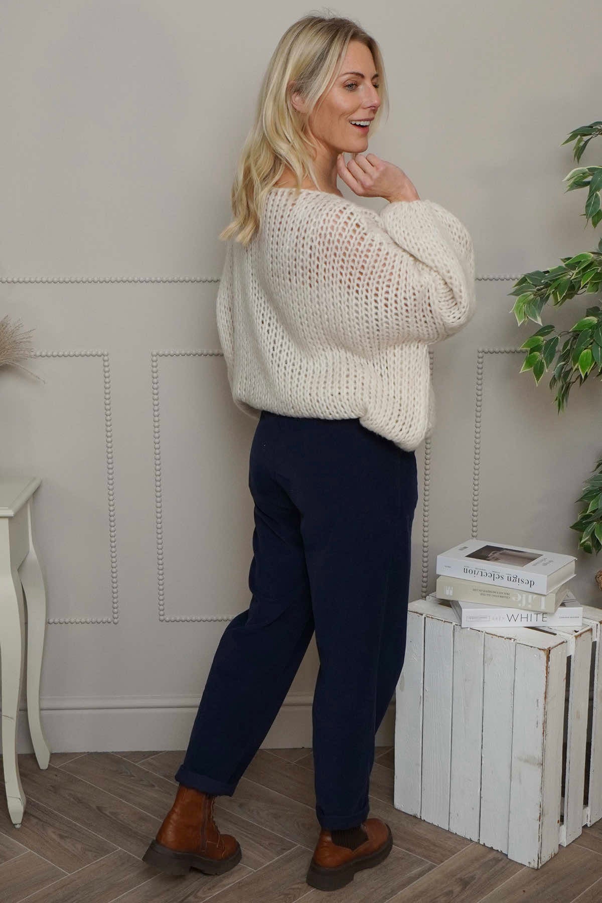 Carmella Needlecord Trousers Navy