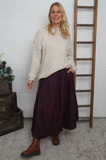 Wilfreda Puffball Cotton Skirt Burgundy Burgundy - Wilfreda Puffball Cotton Skirt Burgundy