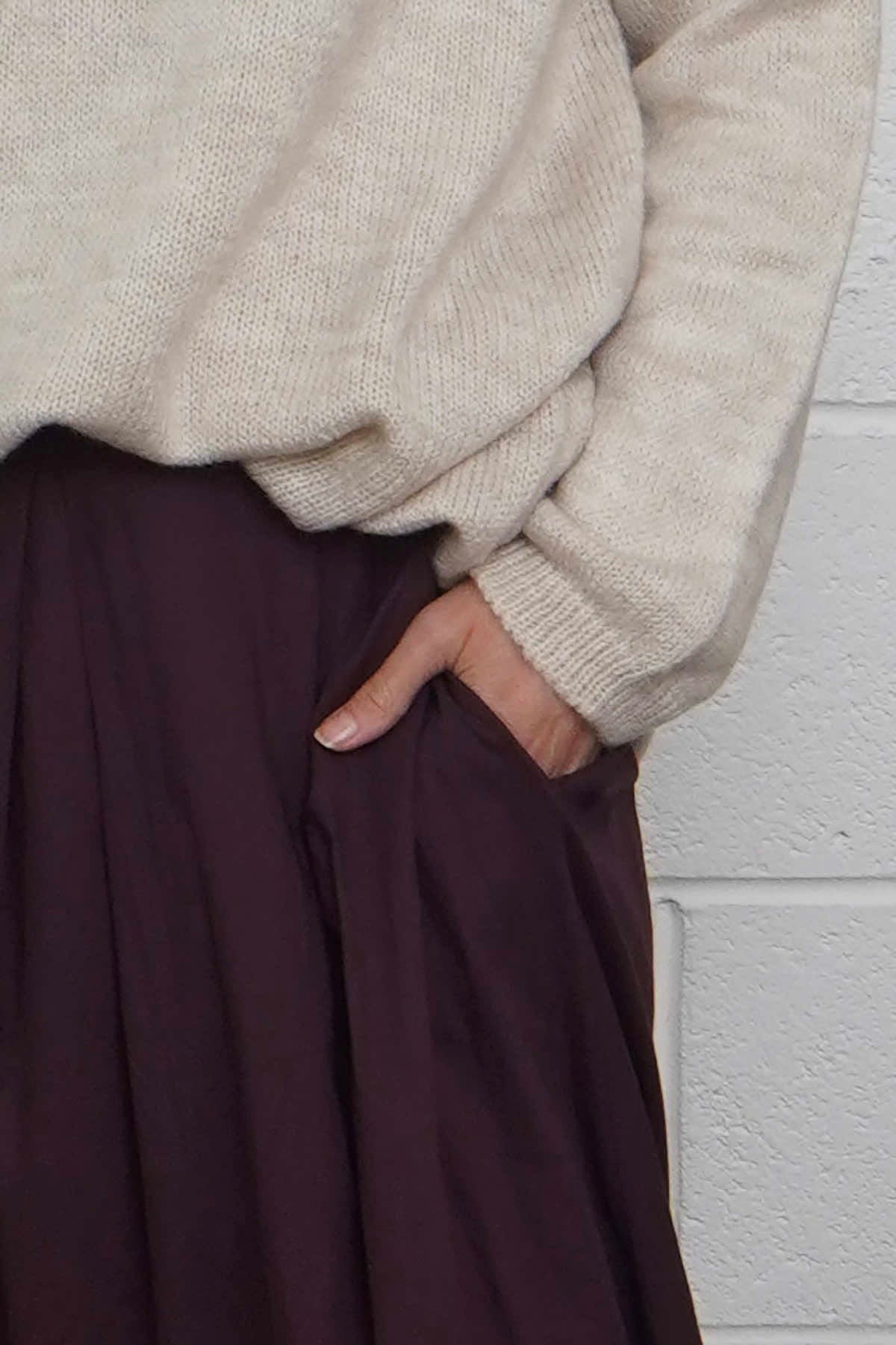 Wilfreda Puffball Cotton Skirt Burgundy