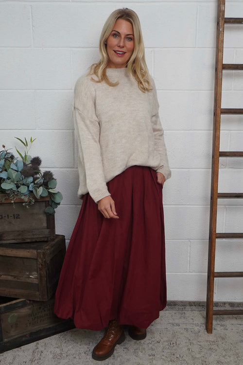 Wilfreda Puffball Cotton Skirt Wine