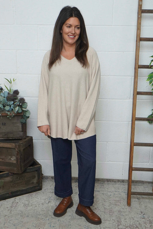 Lynna V-Neck Jumper Stone - Image 3