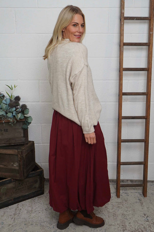 Wilfreda Puffball Cotton Skirt Wine - Image 4