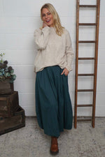 Wilfreda Puffball Cotton Skirt Teal Teal - Wilfreda Puffball Cotton Skirt Teal