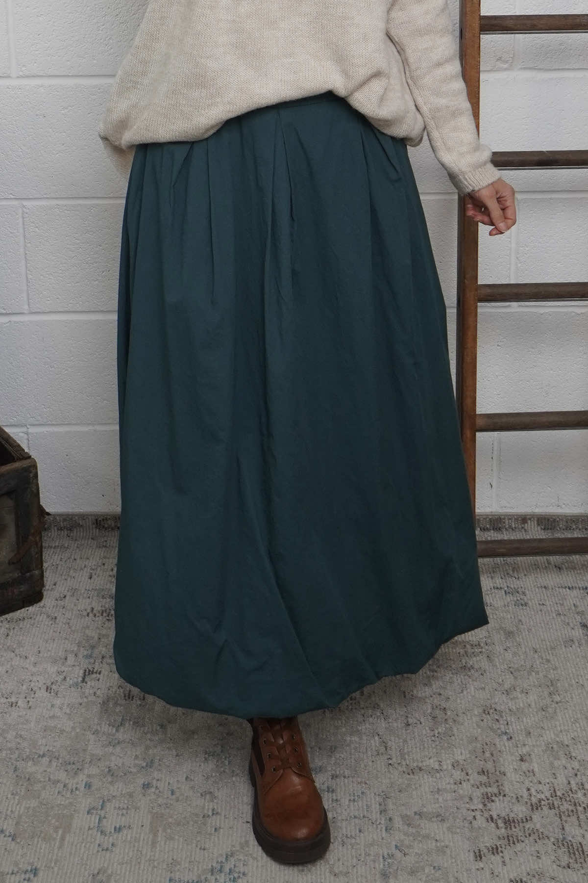 Wilfreda Puffball Cotton Skirt Teal