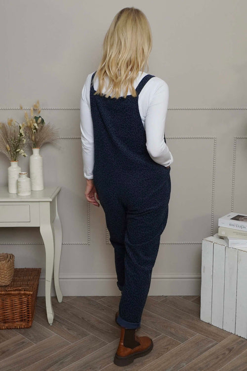 Pabo Leopard Needlecord Dungarees Navy - Image 4