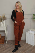 Pabo Leopard Needlecord Dungarees Burnt Orange Burnt Orange - Pabo Leopard Needlecord Dungarees Burnt Orange