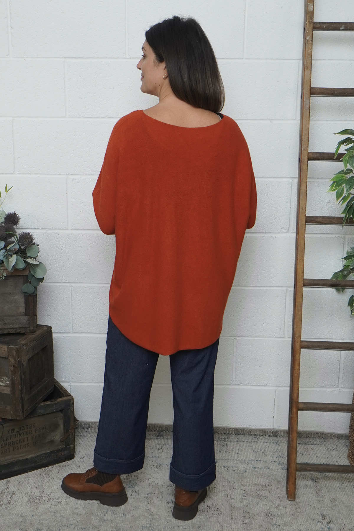 Lynna V-Neck Jumper Burnt Orange