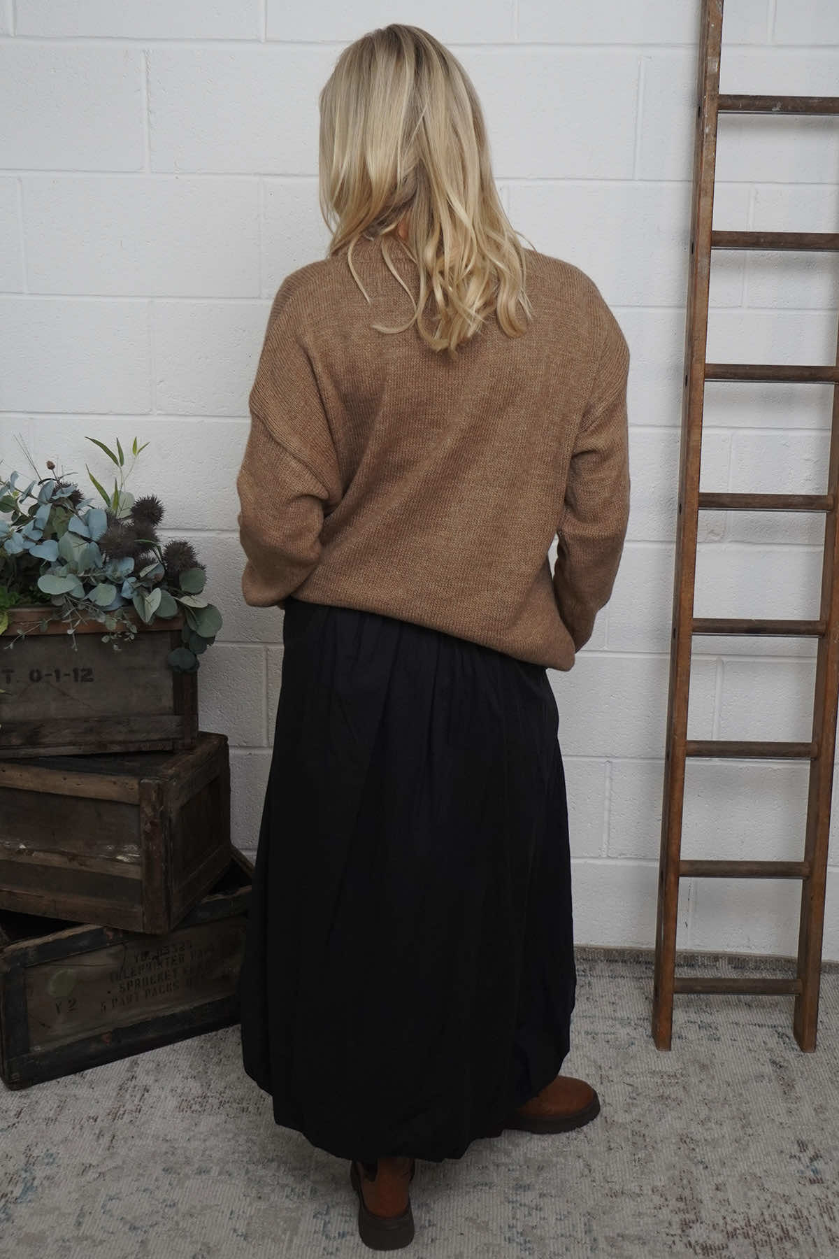 Wilfreda Puffball Cotton Skirt Black