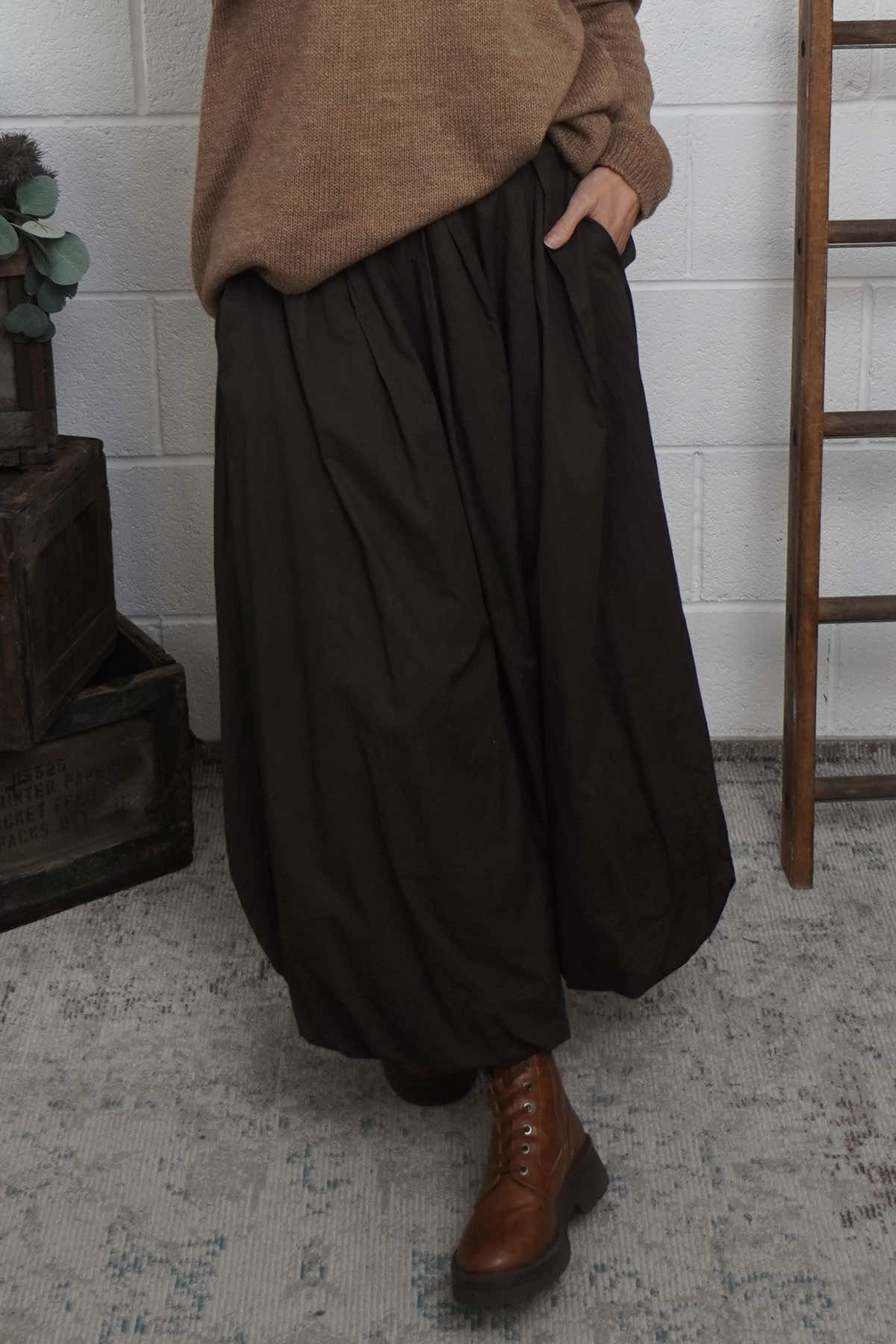 Wilfreda Puffball Cotton Skirt Cocoa