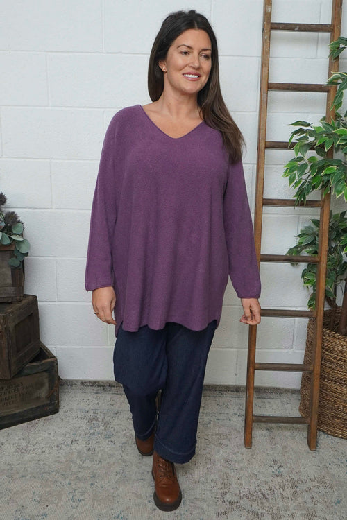 Lynna V-Neck Jumper Purple - Image 3