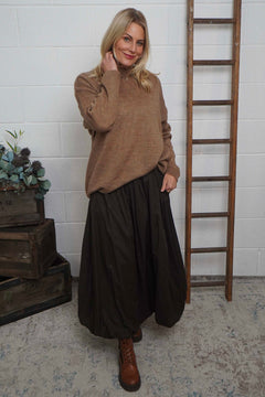 Wilfreda Puffball Cotton Skirt Cocoa