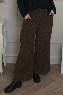 Sidonie Leopard Needlecord Trousers Cocoa