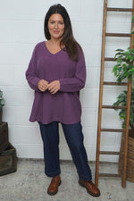 Lynna V-Neck Jumper Purple Purple - Lynna V-Neck Jumper Purple