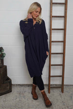 Linzi V-Neck Dress Navy Navy - Linzi V-Neck Dress Navy