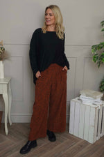 Sidonie Leopard Needlecord Trousers Burnt Orange Burnt Orange - Sidonie Leopard Needlecord Trousers Burnt Orange
