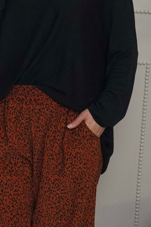 Sidonie Leopard Needlecord Trousers Burnt Orange - Image 3