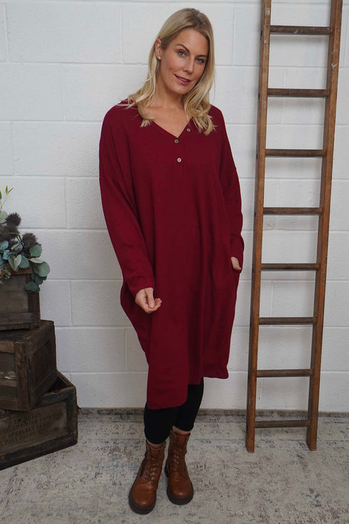 Linzi V-Neck Dress Wine - Image 3