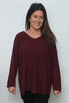 Lynna V-Neck Jumper Burgundy