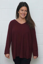 Lynna V-Neck Jumper Burgundy Burgundy - Lynna V-Neck Jumper Burgundy