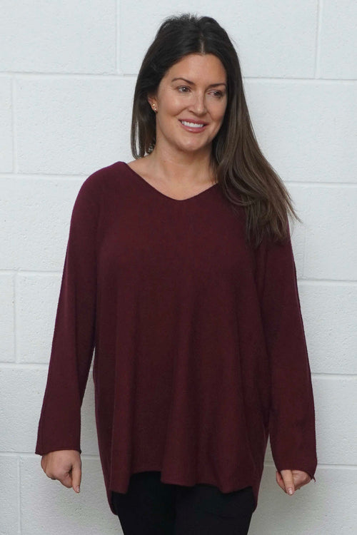 Lynna V-Neck Jumper Burgundy