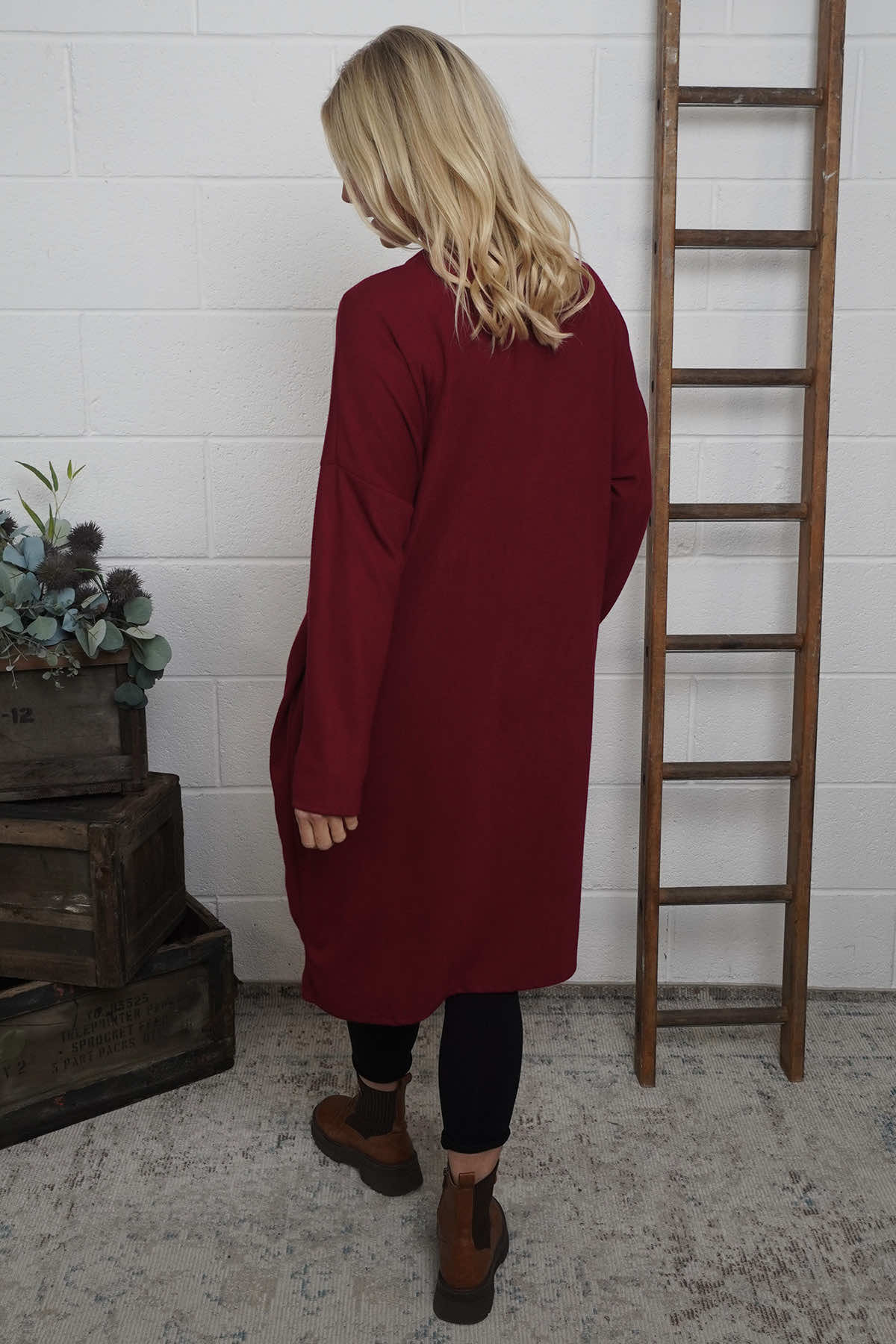 Linzi V-Neck Dress Wine