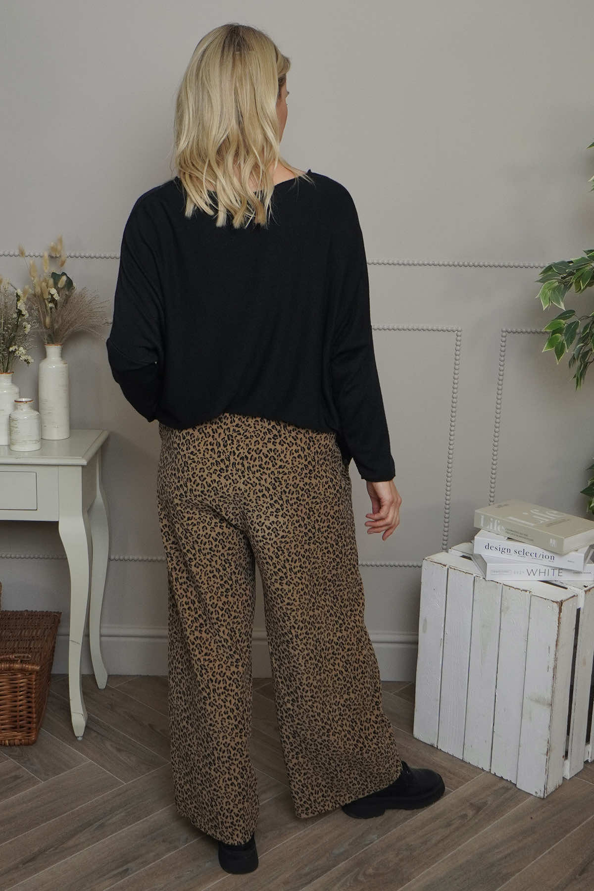 Sidonie Leopard Needlecord Trousers Camel