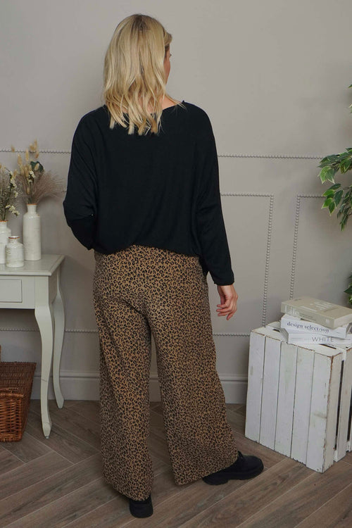 Sidonie Leopard Needlecord Trousers Camel - Image 4