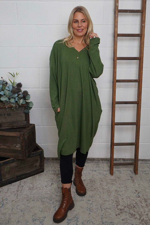 Linzi V-Neck Dress Olive