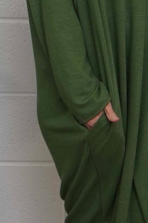 Linzi V-Neck Dress Olive - Image 3