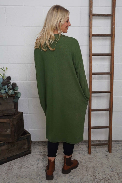 Linzi V-Neck Dress Olive - Image 4