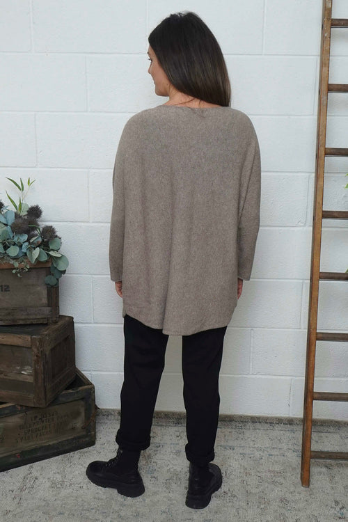 Lynna V-Neck Jumper Mocha - Image 4