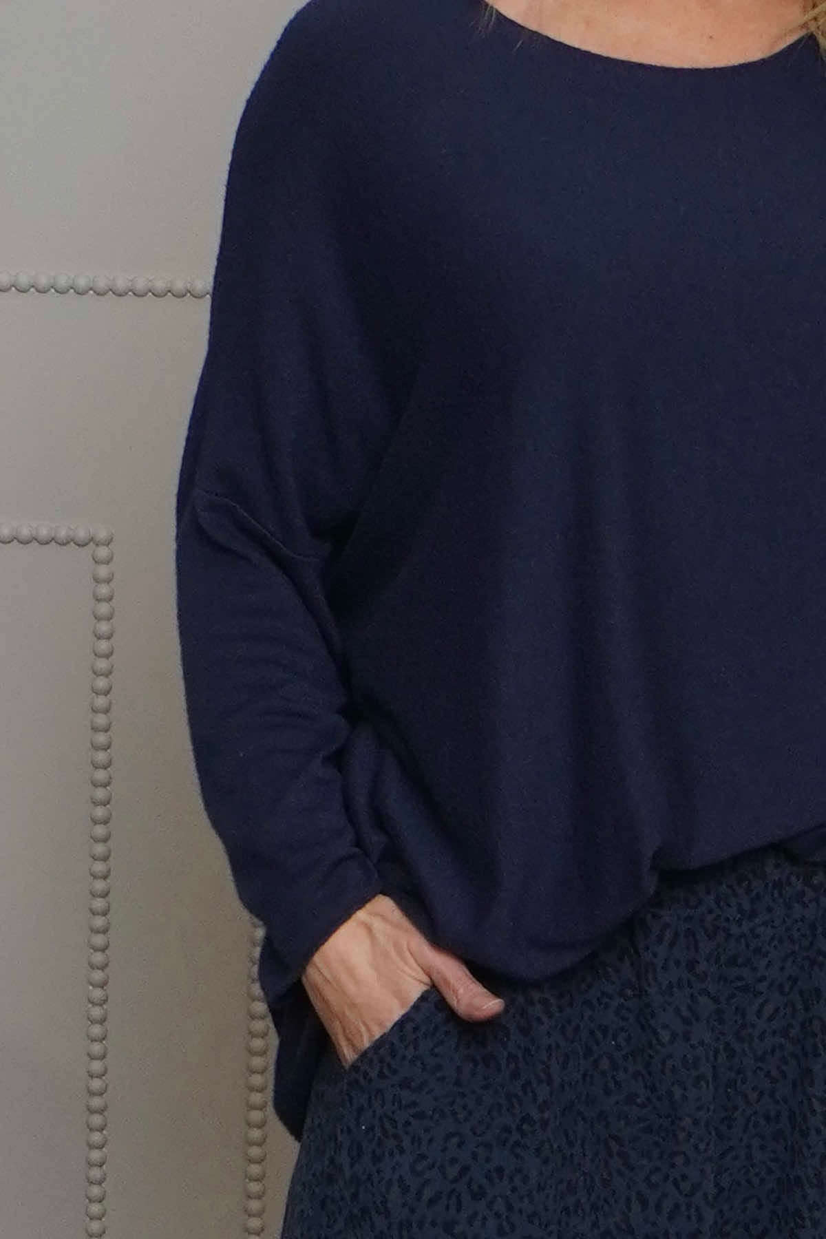 Sidonie Leopard Needlecord Trousers Navy